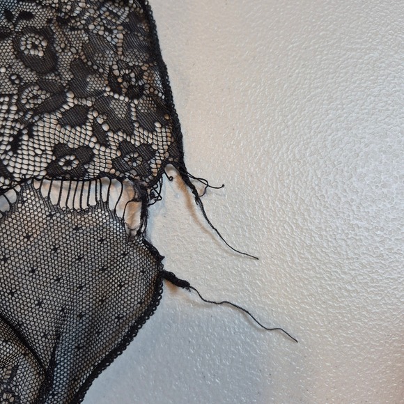 Vtg Y2K Cache Sheer Lace Trim Waterfall Cardigan Gray XL Lightweight Whimsigoth - Picture 12 of 14